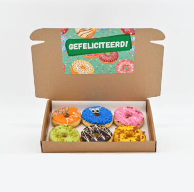 Gefeliciteerd Donut Box - 6 stuks - Een smaakvolle felicitatie