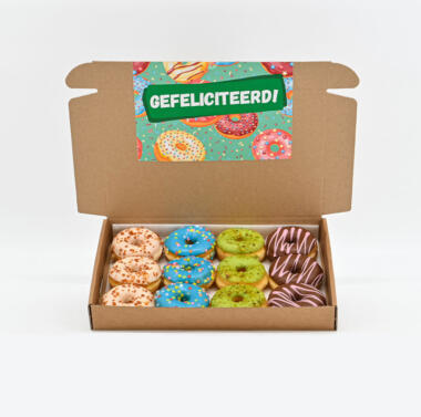 Gefeliciteerd Mini Donut Box - 12 stuks - Een smaakvolle felicitatie