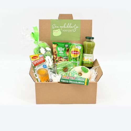 Opkikker Box: Een hartverwarmend cadeau met lekkernijen, ideaal om beterschap te wensen of iemand een hart onder de riem te steken