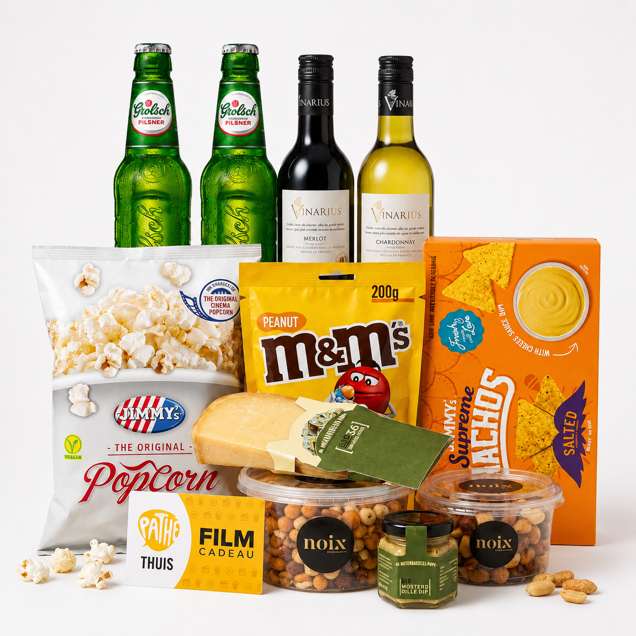 filmpakket met drankjes en snacks voor een weekend