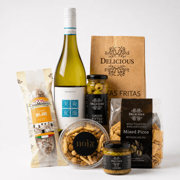 Italiaans borrelpakket met witte wijn