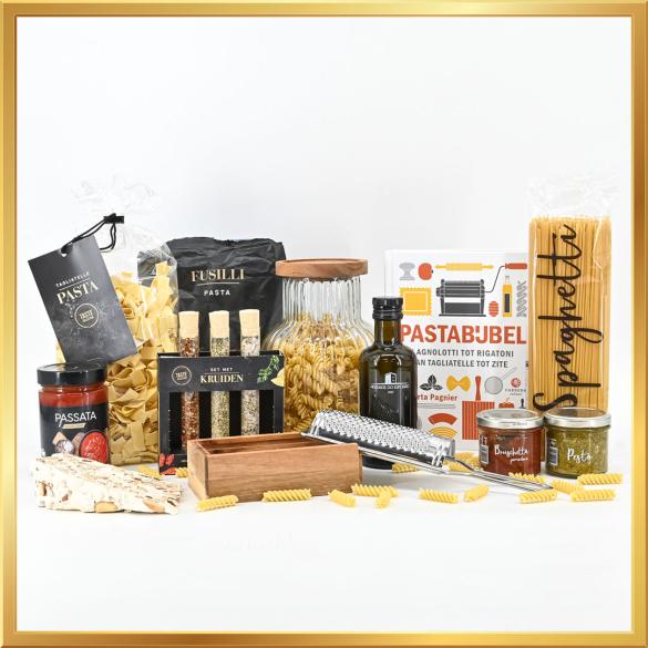 Pasta Perfectie Kerstpakket - het ideale cadeau voor pastaliefhebbers en zorgt voor een gezellige en smaakvolle feestdagen