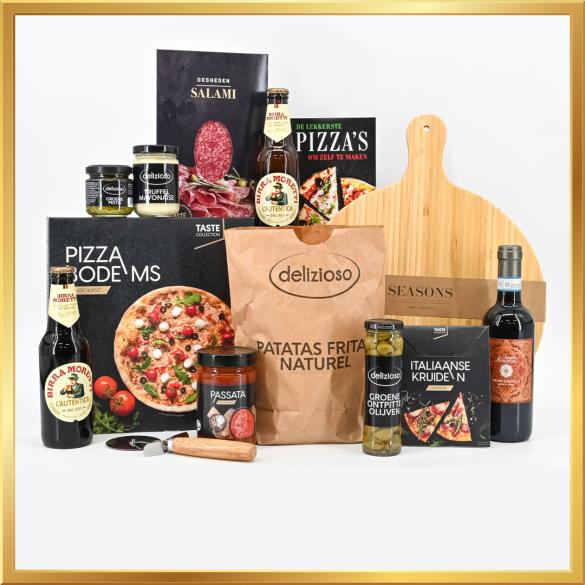 Het Pizza Party Kerstpakket is het perfecte cadeau voor iedereen die houdt van de Italiaanse keuken en graag zelf pizza maakt.