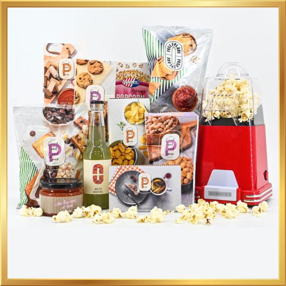 Het Popcorn Plezier Kerstpakket is het perfecte cadeau om te geven en te ontvangen tijdens de feestdagen. Laat het popcornplezier beginnen!