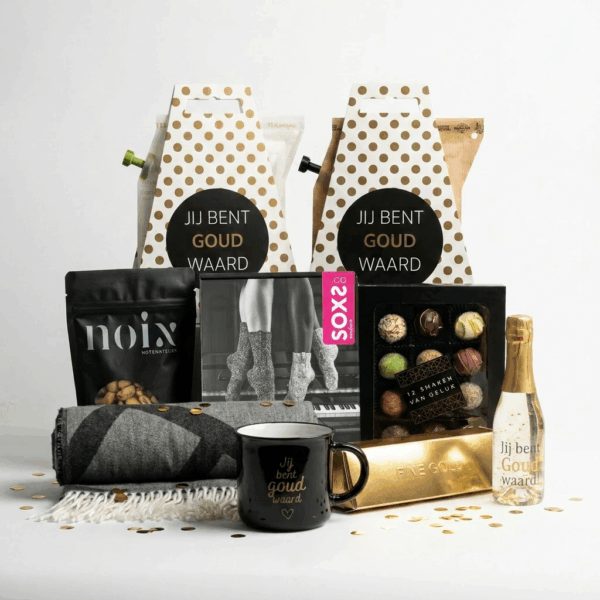 jij bent goud waard cadeaubox met vrouwen sokken