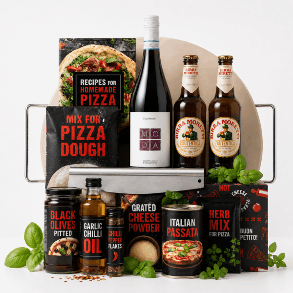 Kerstpakket met spullen om zelf een pizza van te maken