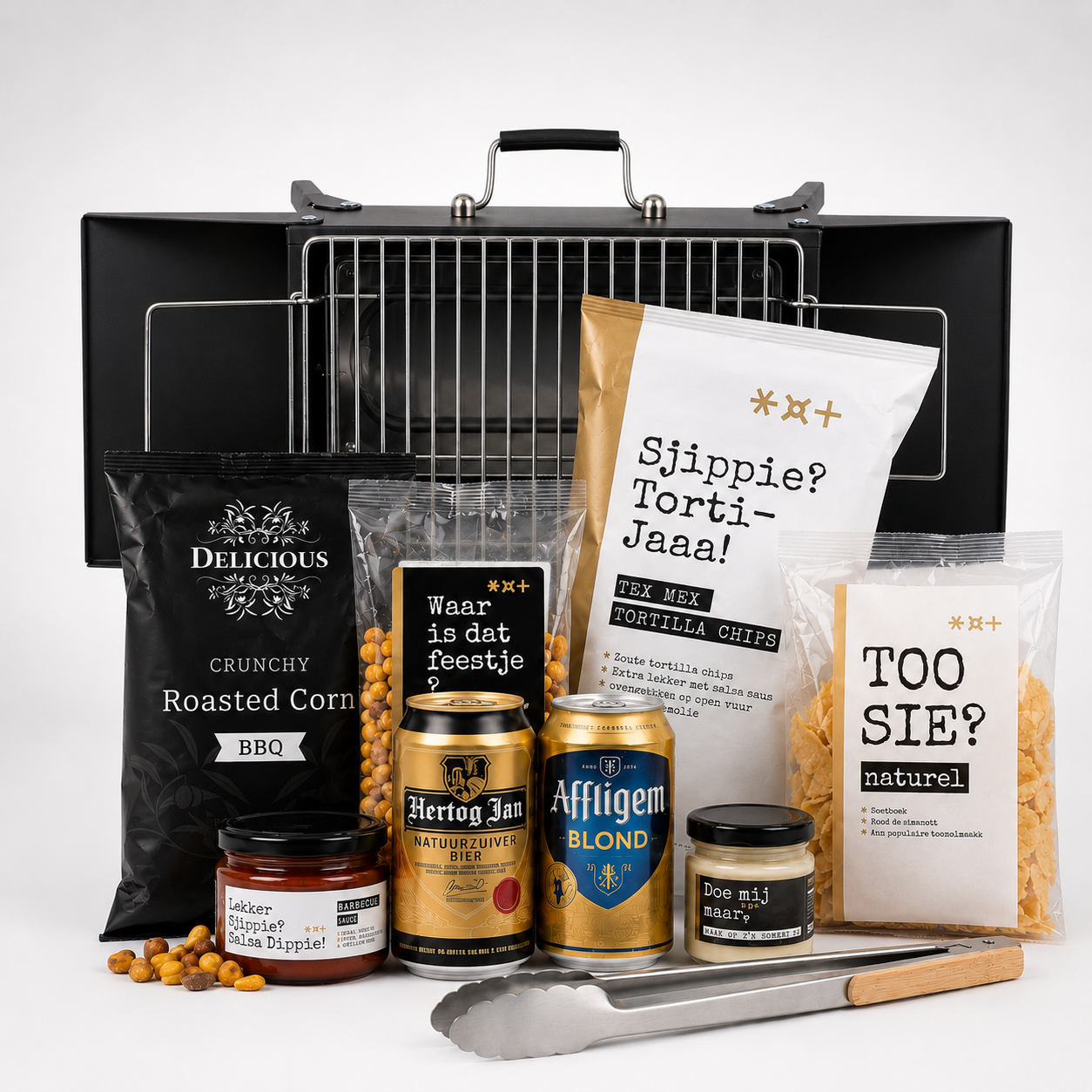 kerstpakket met barbecue en snacks