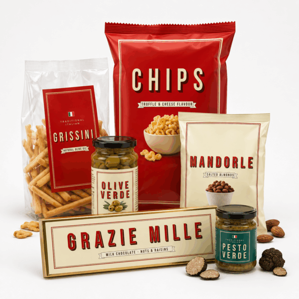 klein kerstpakket met italiaanse fooditems