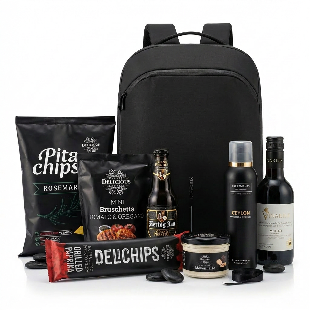 luxe relatiegeschenk met rugzak zwart