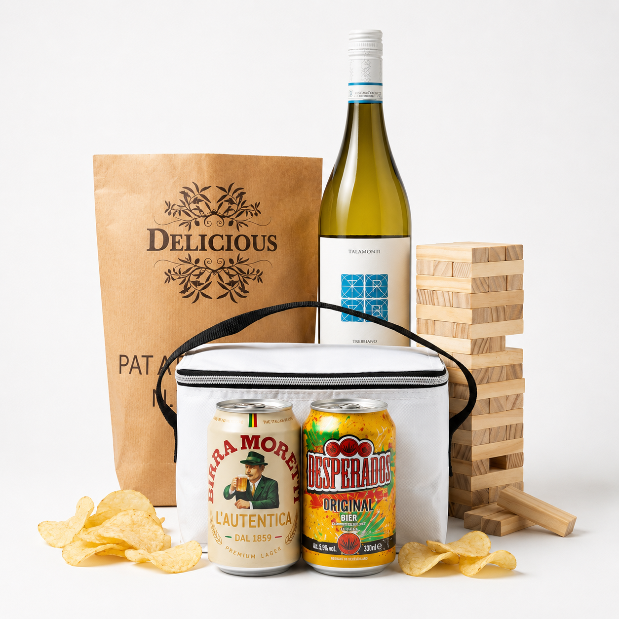 zomerpakket met jenga en koeltas