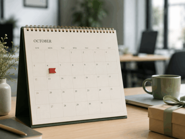 kalender in oktober met geprikte datum